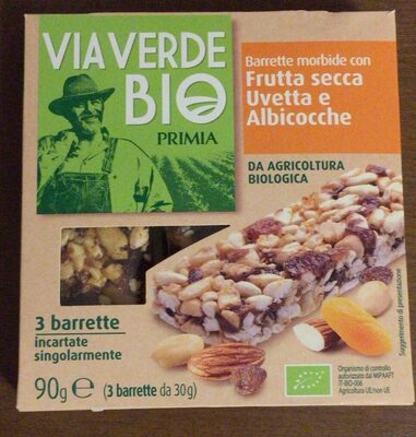 Barrette morbide con frutta secca, uvetta e albicocche