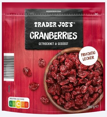 ALDI TRADER JOE‘S Cranberries  Gesüßt und getrocknet 200g 1.99€ 1kg 9.95€