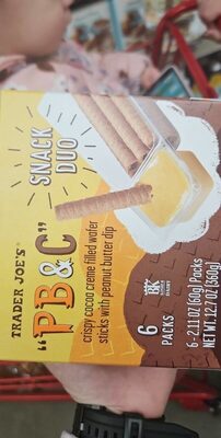 &quot;PB&C&quot; Crispy cocoa creme filled wafer sticks with peanut butter dip